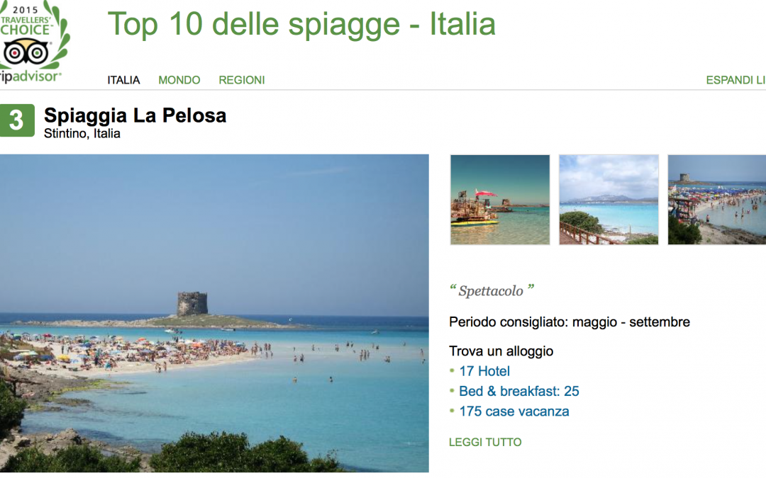 Per Trip Advisor La Pelosa è la terza spiaggia più bella d’Italia