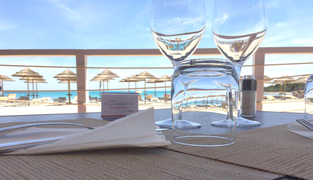 The view of the sea from one of the tables of the Gabbiano Restaurant